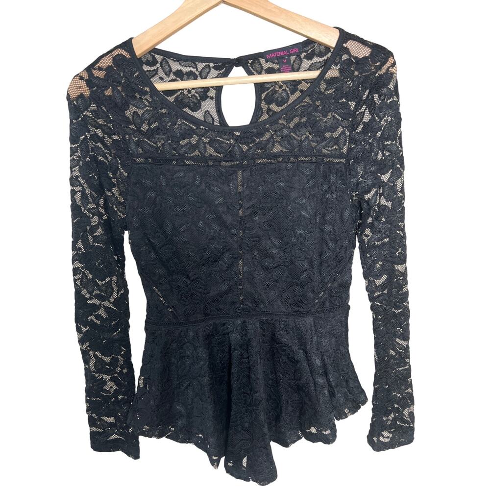 Material Girl Medium Nylon Lace Black Long Sleeve